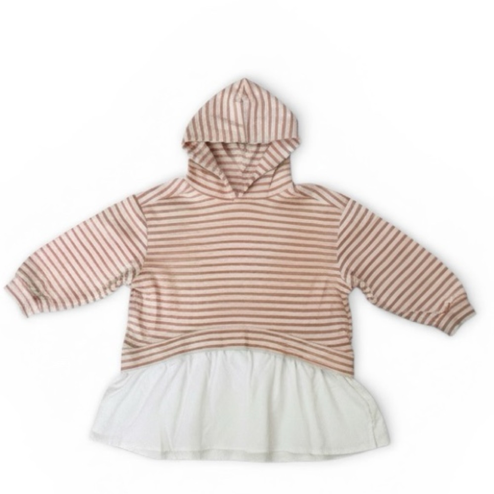 NWT Pilcro Anthropologie Hooded Sweatshirt Twofer Mini Dress Pink/White Size LP - Picture 3 of 12
